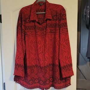 Roz & Ali Red and Black Blouse